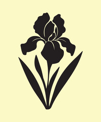 Elegant Black Iris Flower Silhouette Illustration