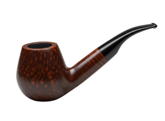 Classic brown tobacco pipe isolated on transparent background