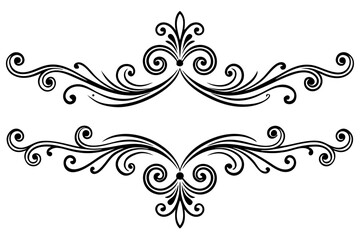 Decorative Scroll Divider in Traditional Line Art Style