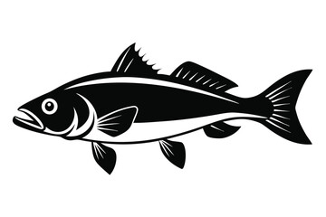 Black Silhouette Illustration of a Fish with Distinctive Fins and Tail Details