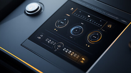 Fototapeta premium Modern Control Panel with Illuminated Buttons and Knobs