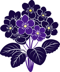 African Violet Silhouette vector white background