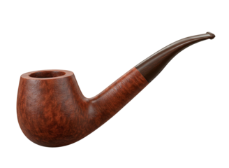 Classic wooden tobacco pipe isolated on transparent background