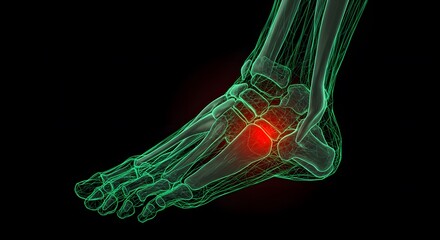 Human Foot Anatomy XRay 3D Model Showing Navicular Bone Pain and Inflammation
