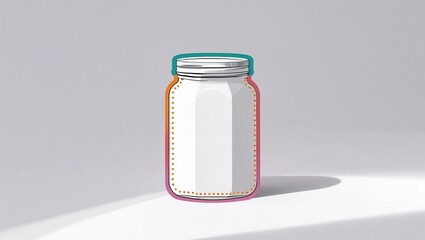 Glass jar illustration in minimal style with soft colors