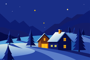 Fototapeta premium winter landscape with houses