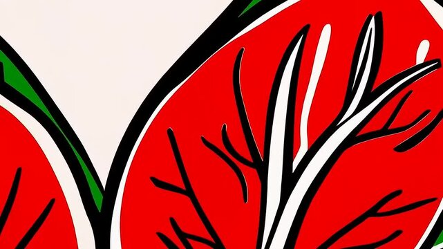 Stylized Red Swiss Chard Illustration: Fresh Produce Graphic Element or Background design