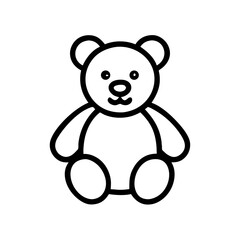Teddy bear toy outline icon, isolated on white background