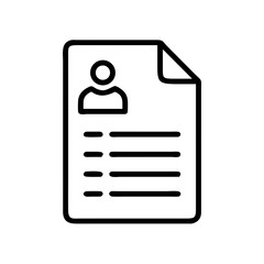 User profile document, cv outline icon, isolated on white background