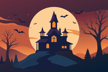 Fototapeta premium haunted house with bats