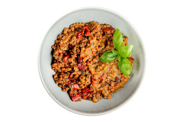 Lentil dish vegetables and roasted peppers savory vegetable fresh vegetarian and vegan food gourmet food background on the table rustic food top view copy space keto and paleo diet