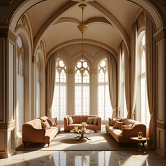 Grand Arched Windows Meet Soft Luxury Living