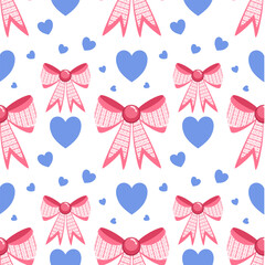 Bow and heart seamless pattern