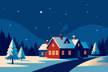 Fototapeta premium christmas night landscape