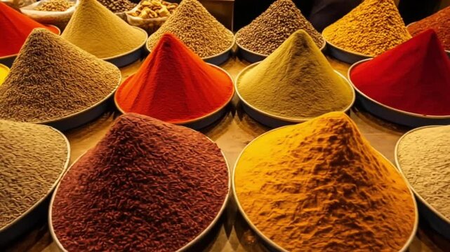 Vibrant Spices and Herbs at a Traditional Market