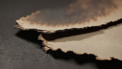Obraz premium Dramatic Burnt Edges Paper Abstract Close-Up with Textured Surface