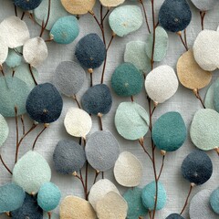 Delicate Abstract Shapes in Soft Colors on Textured Background