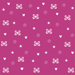 Butterfly pattern seamless flower floral botanical simple minimalist background.