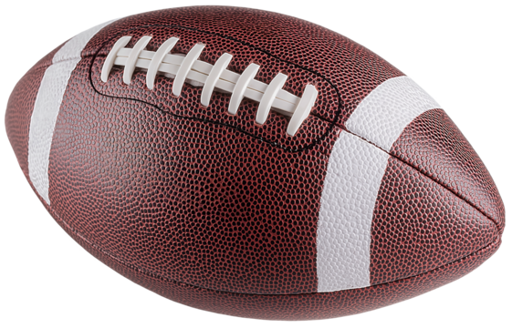 Realistic American football ball. Transparent isolated background