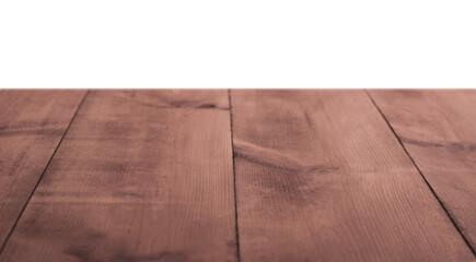 Wooden brown table on a white background