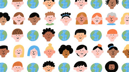 Fototapeta premium World Population Day Diverse Pattern