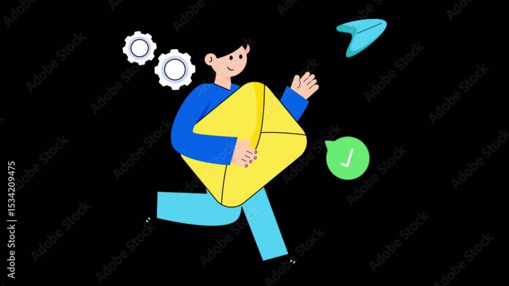 Poster send email 2d animation on transparent background