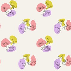 seamless pattern with flowers and leaves 