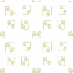 seamless pattern with pink and green tulip