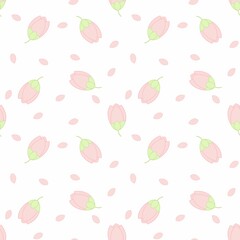 seamless pattern with pink tulip  flowers