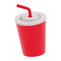 Drink Cup 3d render icon in cartoon plastic style minimal isolated on transparent white background	
