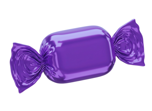 Purple candy wrapper isolated on transparent background