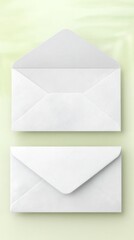 White Envelope Mockup with Flap Open on Khaki Background