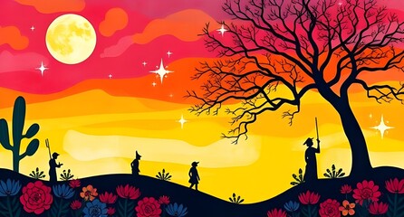 Fototapeta premium vector illustration of an abstract landscape