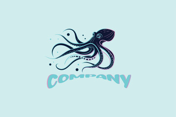 Playful gradient octopus logo with waterdrop detail