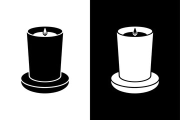candles vector icon on black and white  background