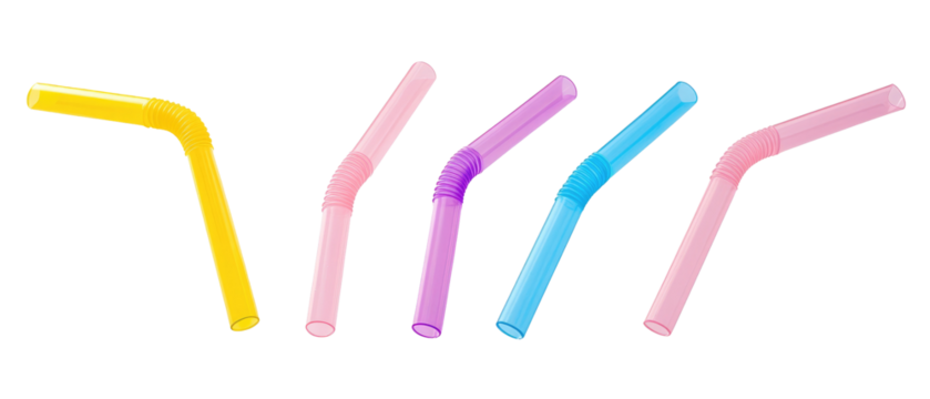 A collection of colorful drinking straws in various shapes, designed for use with beverages.