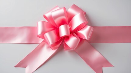 Elegant Pink Satin Ribbon Bow on White Background