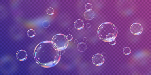 Realistic soap bubbles collection.Abstract floating soap bubbles.Vector EPS 10.
