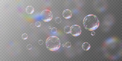 Realistic soap bubbles collection.Abstract floating soap bubbles.Vector EPS 10.