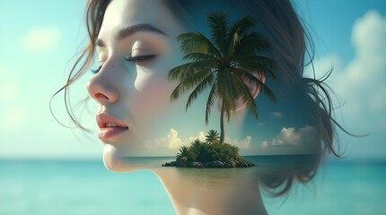 Tropical Serenity: Double Exposure Portraits
