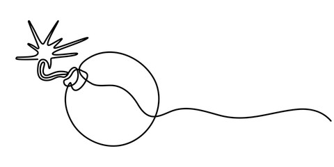 grenade drawing by one continuous line vector, Continuous one line drawing of hand grenade. One line drawing illustration of grenade bomb. Soldier equipment concept single line. Editable outline. 