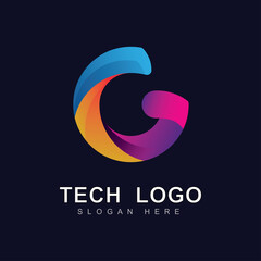 Colorful Abstract Letter G Logo Design with Colorful and Gradient Style.