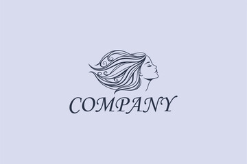 Elegant woman face lineart logo with soft tones