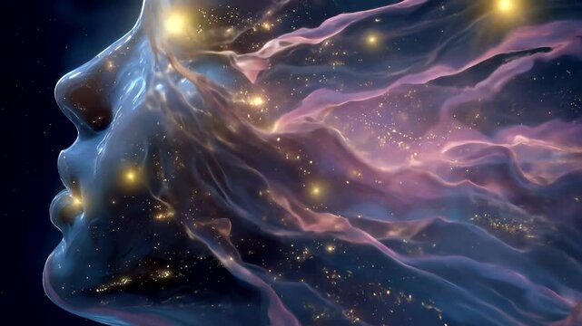 Abstract face with celestial imagery