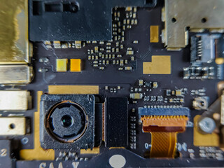 close up electronic circuit board of smartphone