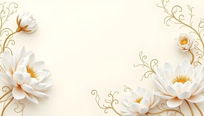 Elegant White and Gold 3D Floral Backgrounds