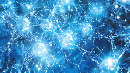 Interconnected Neurons with Glowing Synapses in a Blue Network