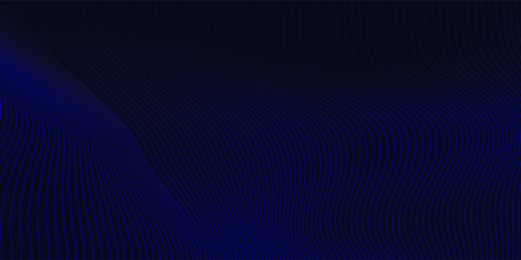 Abstract glowing wave lines on dark blue background. Dynamic wave pattern. Modern flowing wavy lines. Futuristic technology concept.