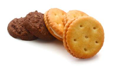 Close-up of cookies against white background 