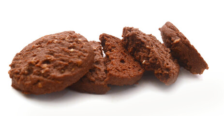 Close-up of cookies against white background 